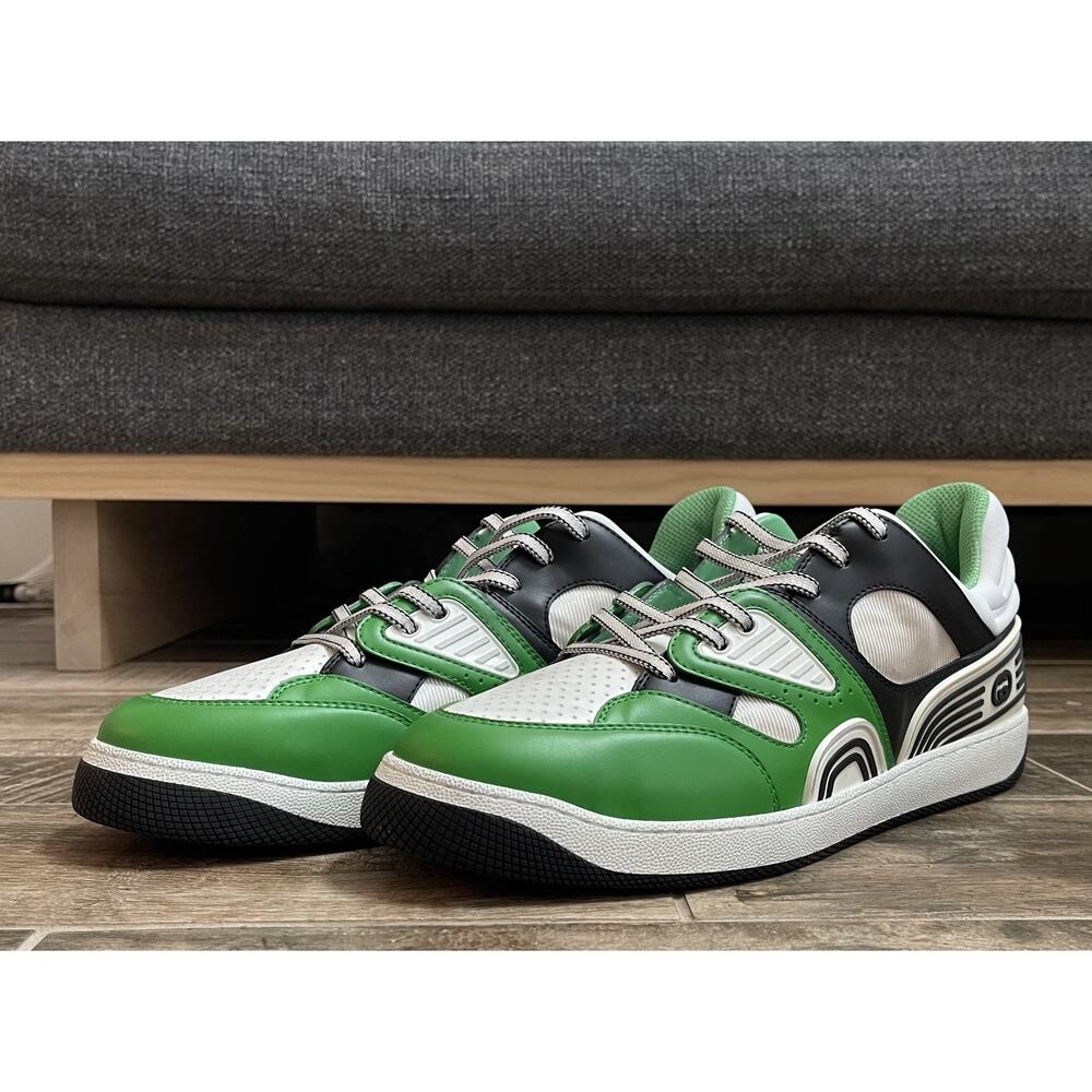 $1,195 NIB Gucci Colorblocked White Green Multicolor Low-Top Sneakers Size 13.5 - Picture 2 of 9